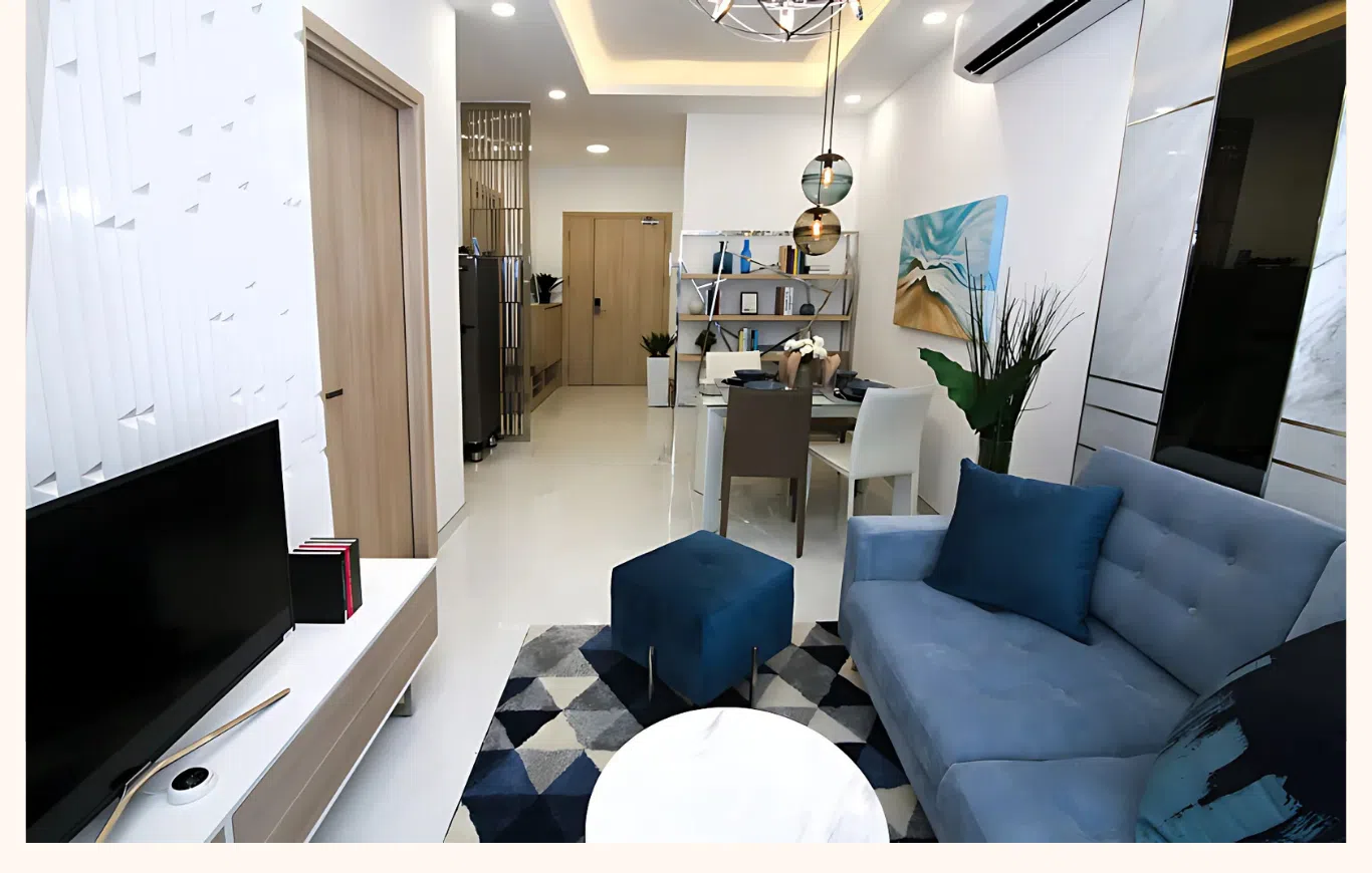 Nội thất phòng khách căn hộ mẫu Riverside Complex