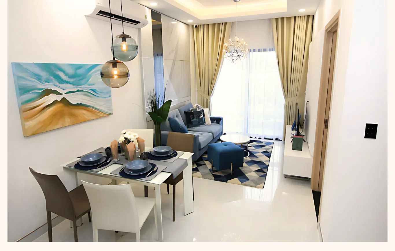 Nội thất phòng khách căn hộ mẫu Riverside Complex