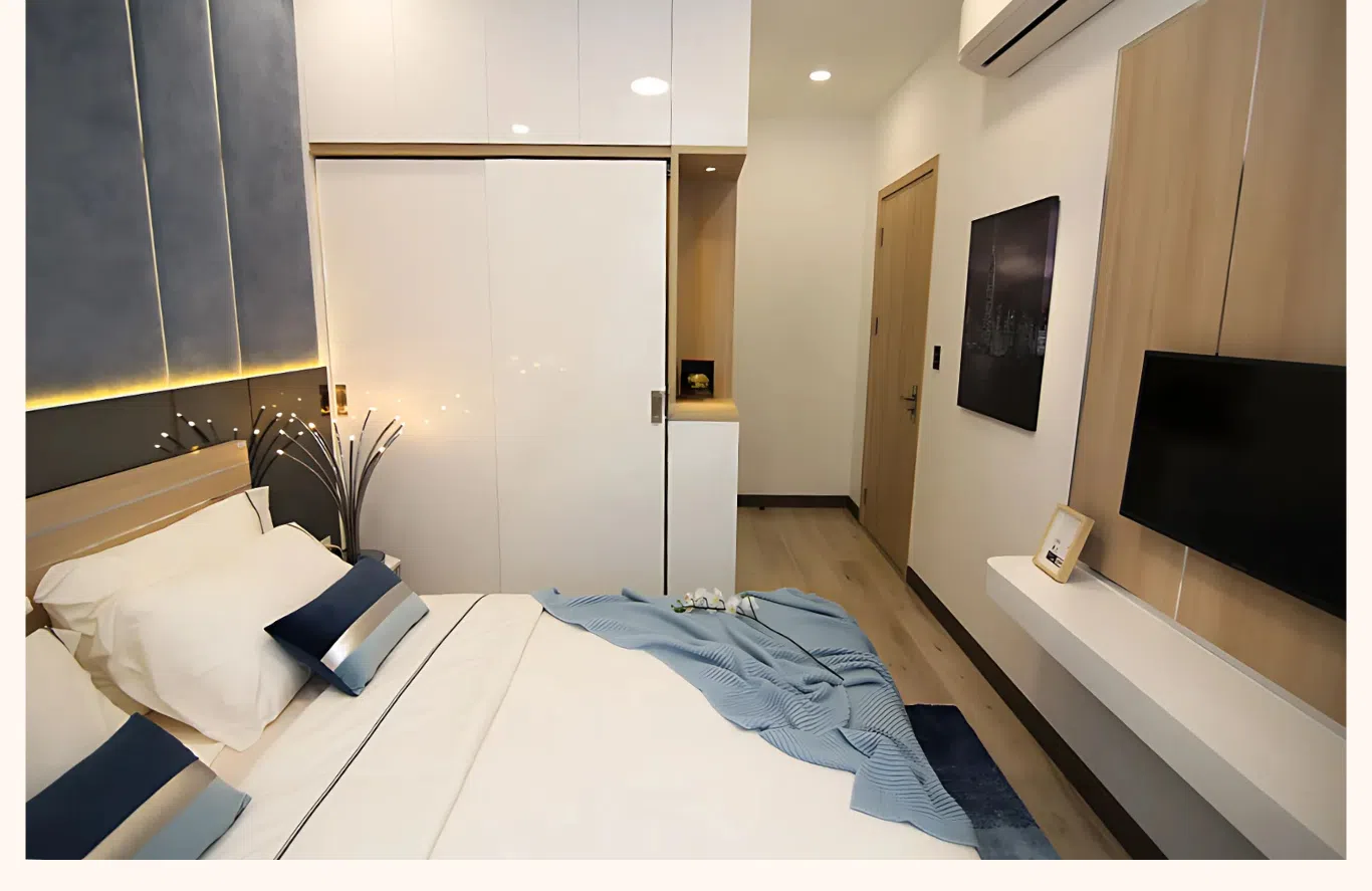 Nội thất phòng ngủ master căn hộ mẫu Riverside Complex