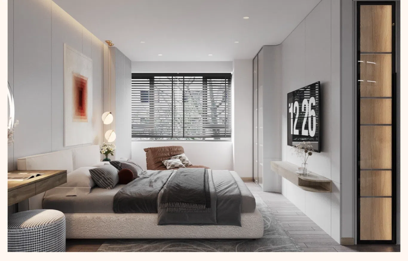nội thất phòng ngủ master chung cư Saigon South Residences