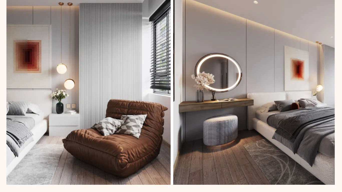 thiết kế nội thất phòng ngủ chung cư Saigon South Residences