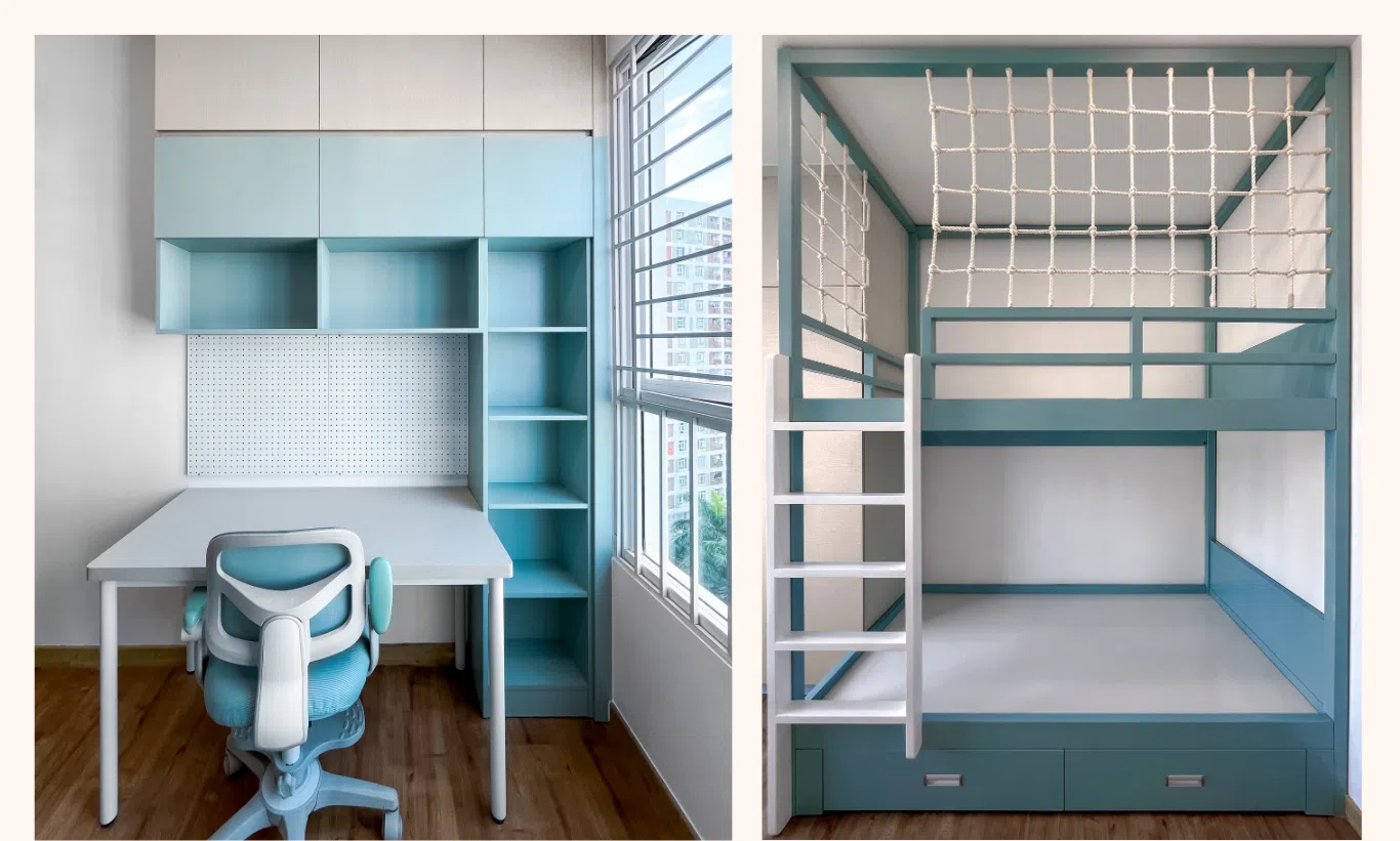 thi công nội thất phòng ngủ bé trai chung cư the krista