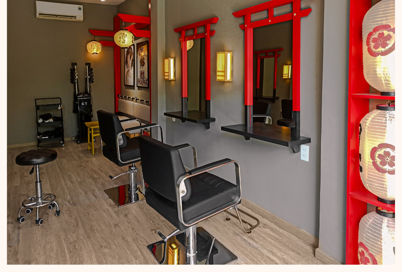 nội thất khu vực làm tóc hair studio luomthuom
