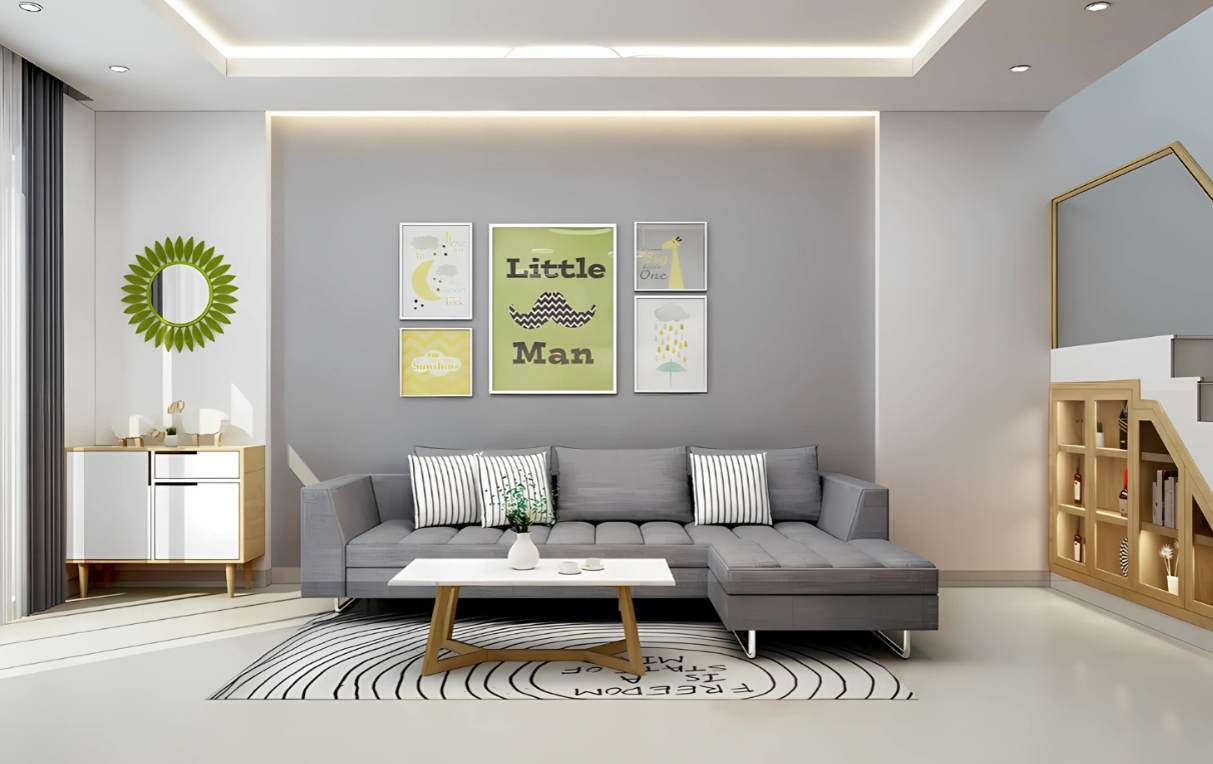nội thất phòng khách nhà phố Tân Phú