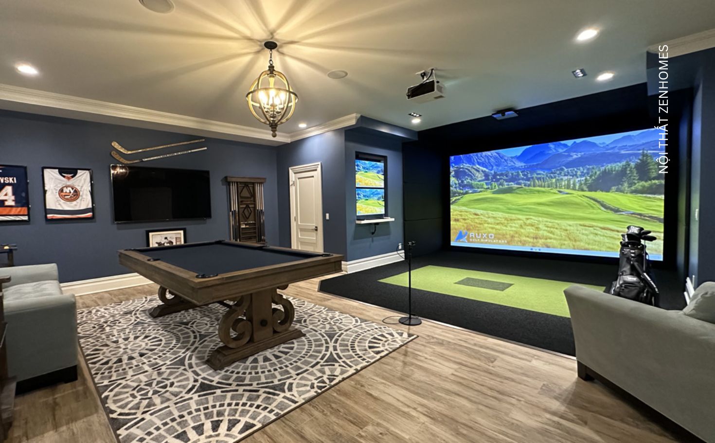 Nội thất phòng golf 3D tại nhà