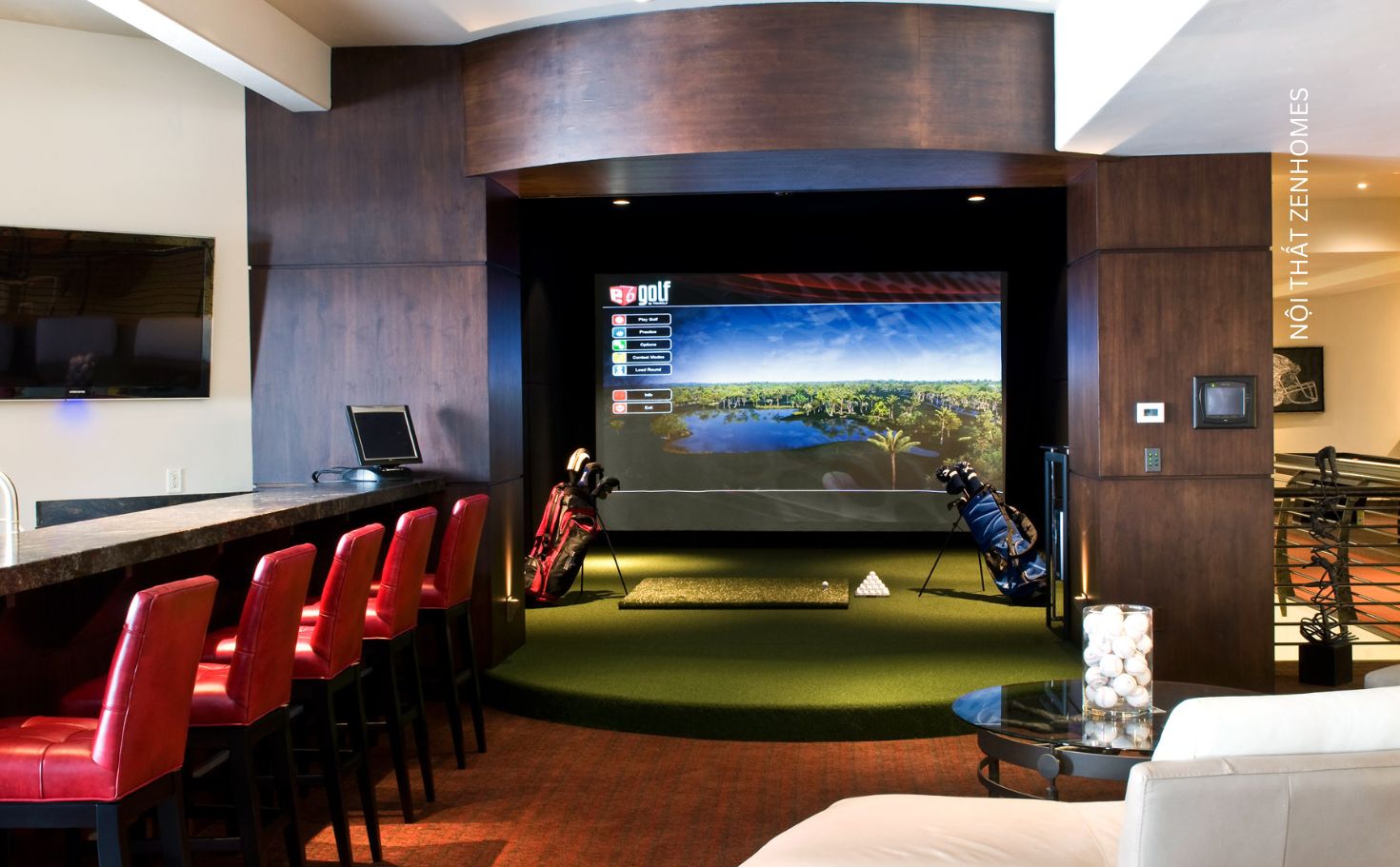 Nội thất phòng golf 3D tại nhà