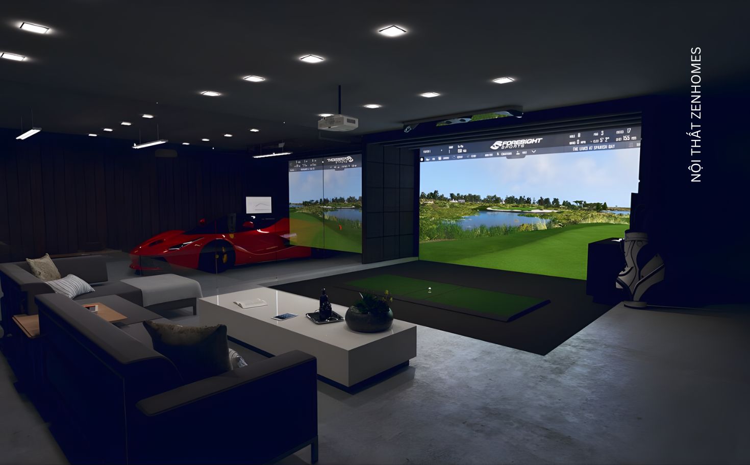 Nội thất phòng golf 3D tại nhà