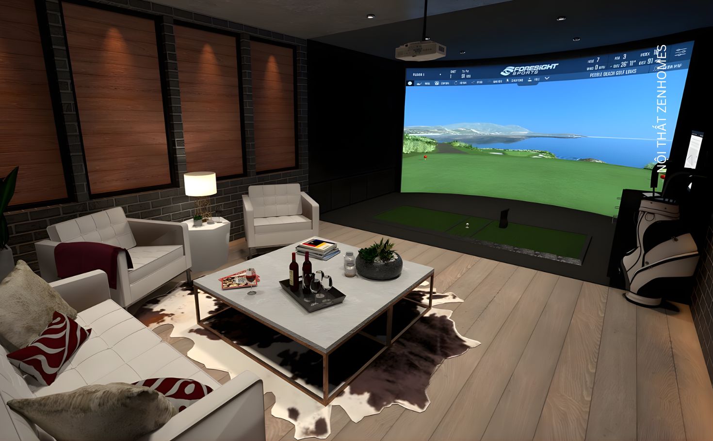 Nội thất phòng golf 3D tại nhà