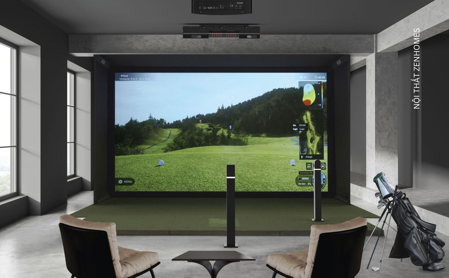 Nội thất phòng golf 3D tại nhà