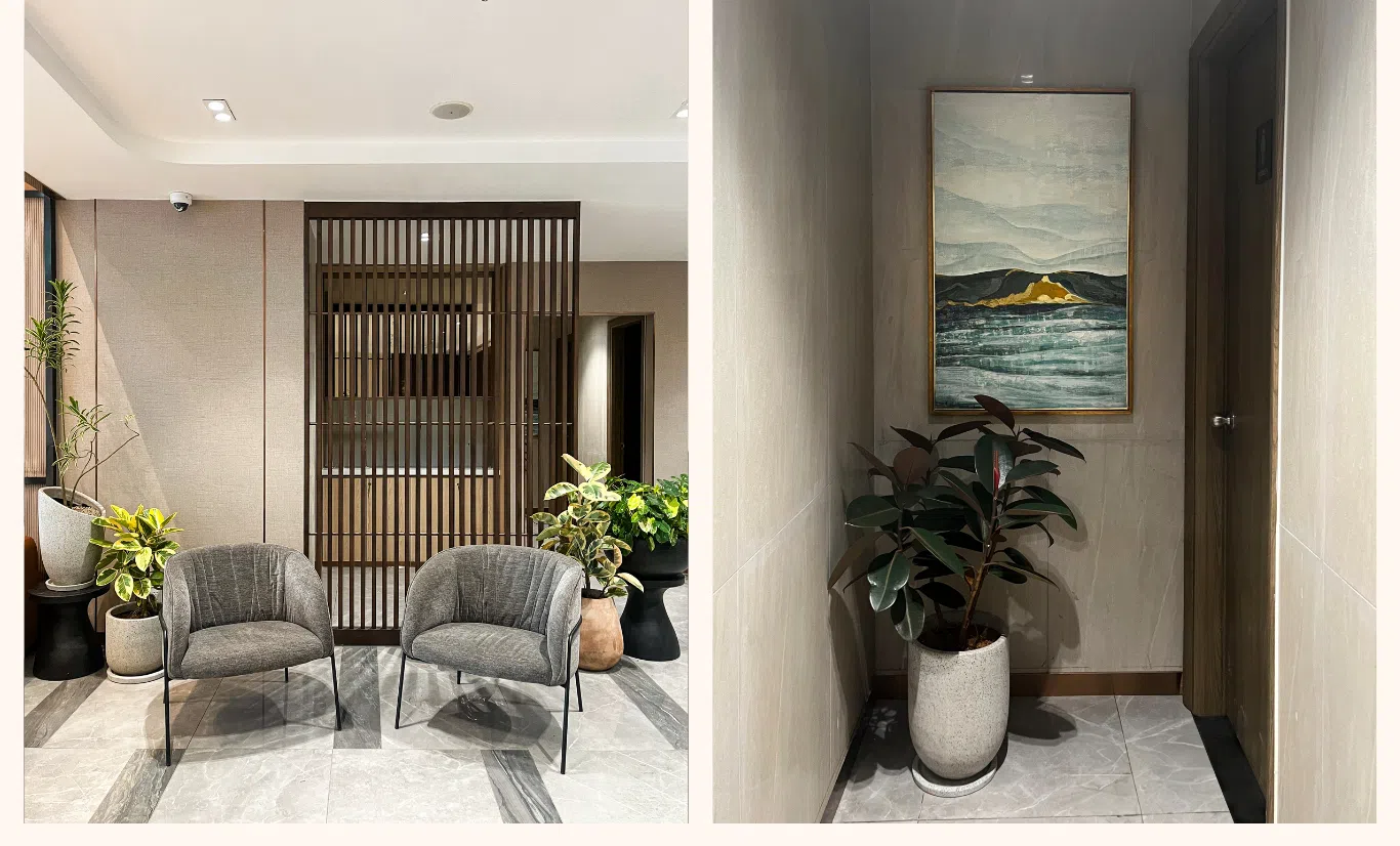 thi công nôi thất khu vực sảnh chờ văn phòng address