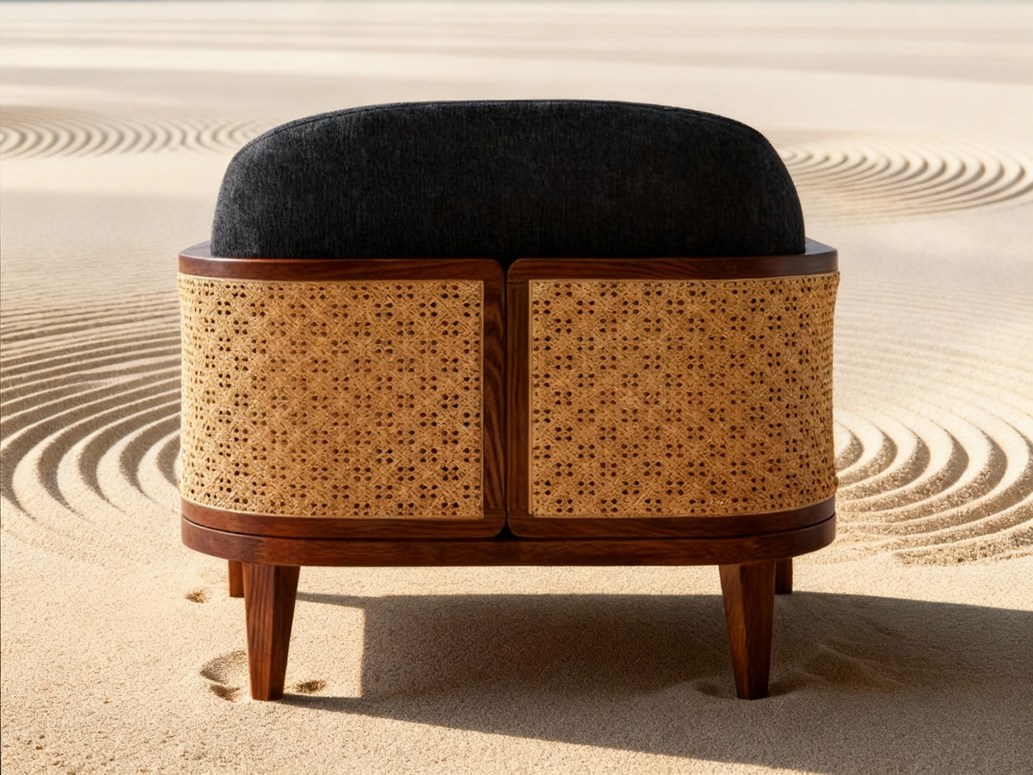 Sofa gỗ óc chó đẹp Japandi