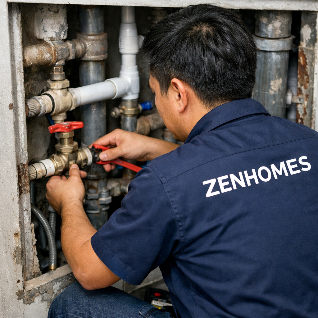 Đội ngũ Zenhomes thi công sửa chữa điện nước trong công trình nội thất đảm bảo an toàn và đúng kỹ thuật