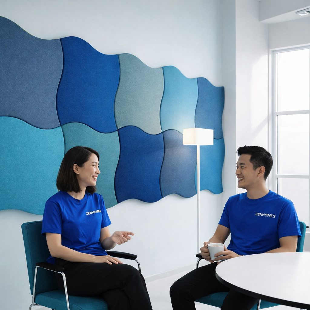 Tấm tiêu âm Sonic Ocean Wall với thiết kế lượn sóng mềm mại cho văn phòng làm việc hiện đại