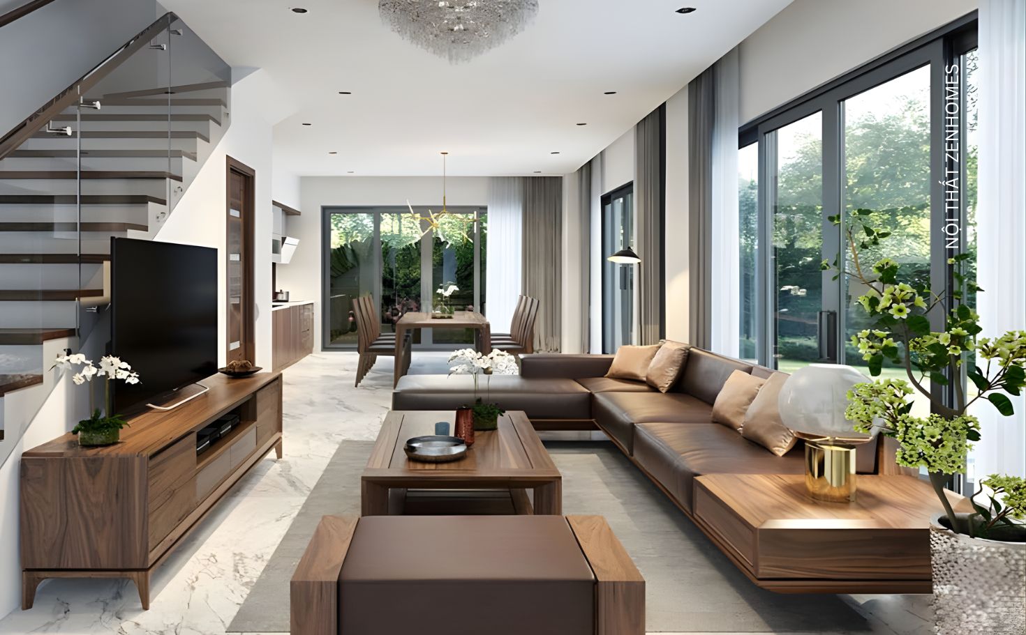 thiết kế nội thất gỗ óc chó