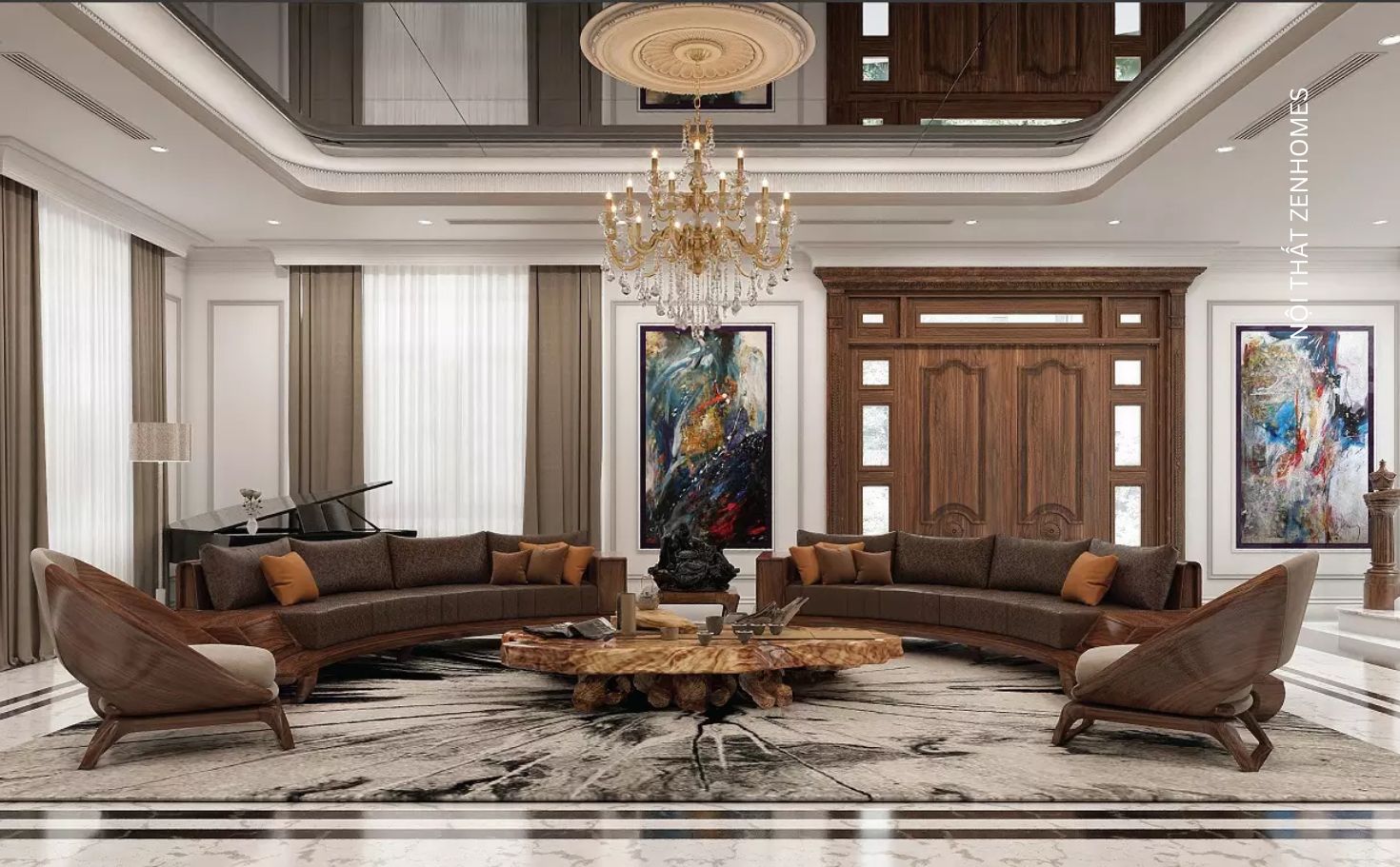 thiết kế nội thất gỗ óc chó