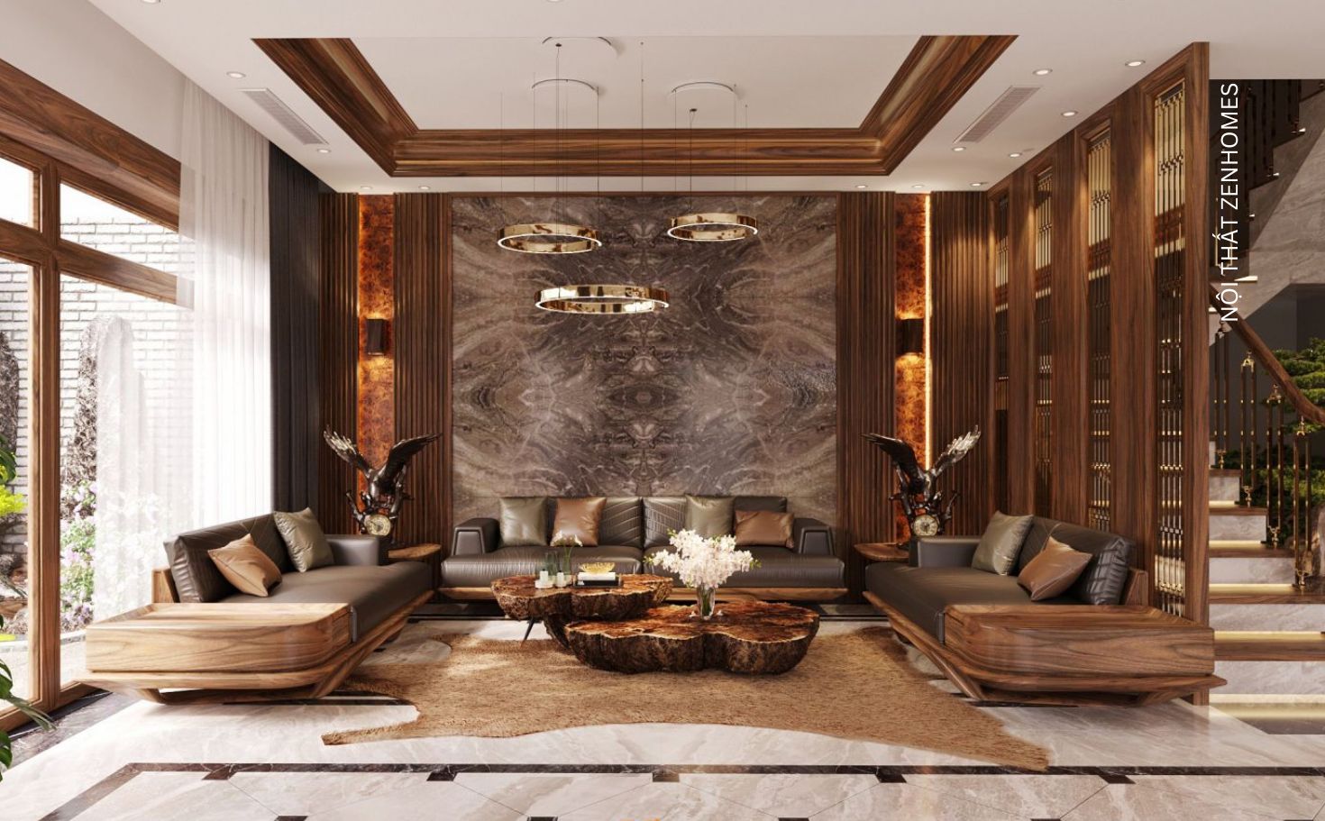 thiết kế nội thất gỗ óc chó