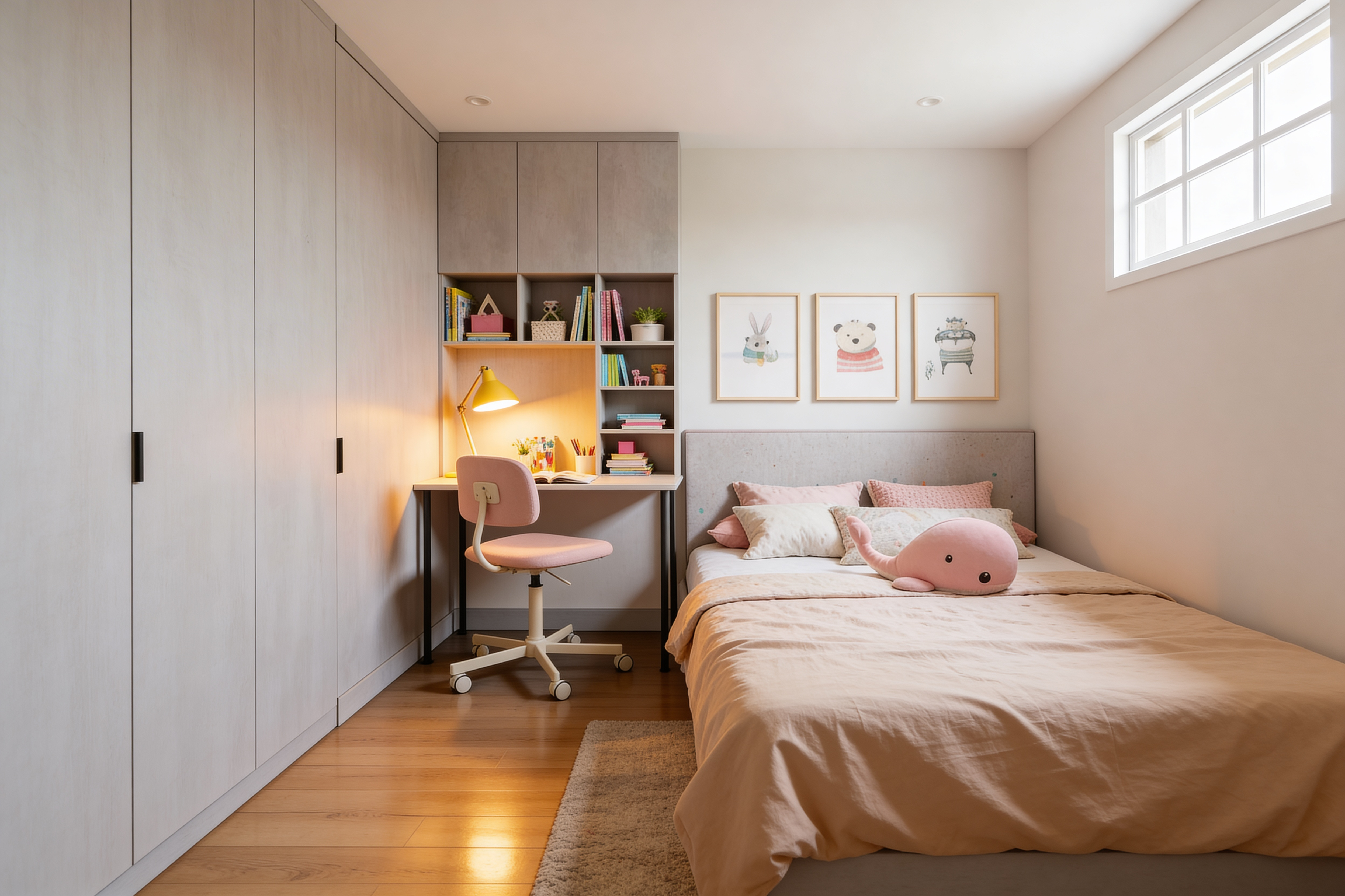 Thiết kế nội thất phòng ngủ hiện đại với đường nét tinh gọn và bố trí tối ưu không gian