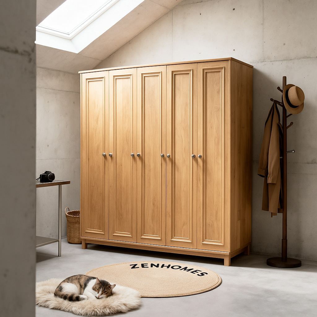 tủ áo gỗ sồi 5 cánh