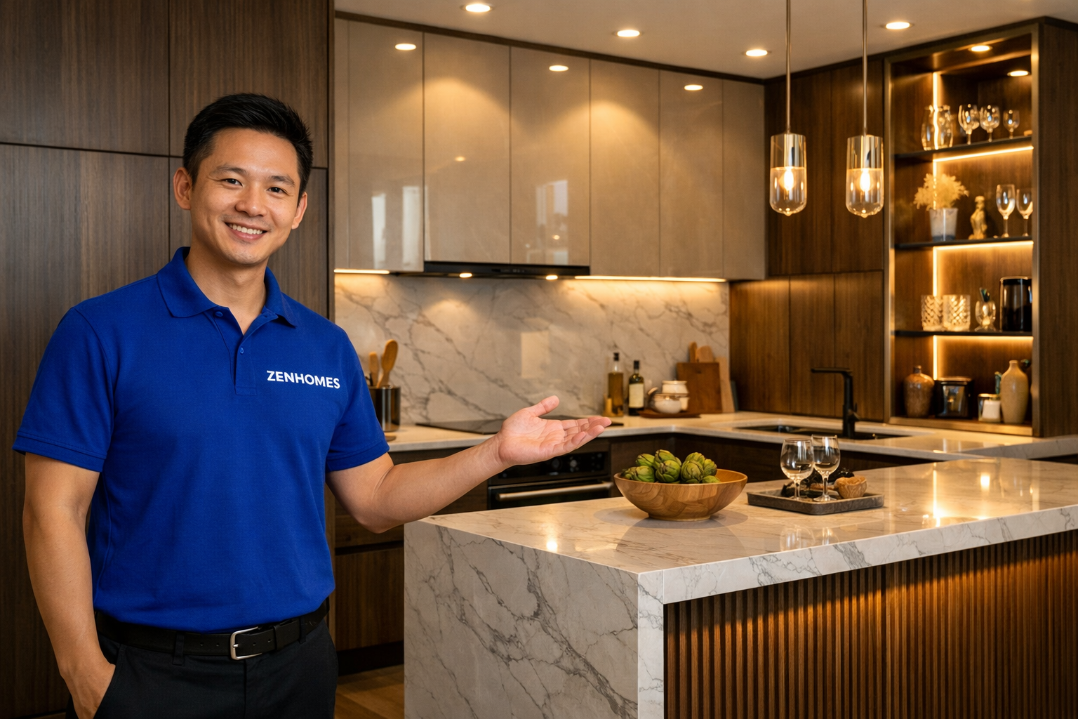 tủ bếp gỗ công nghiệp