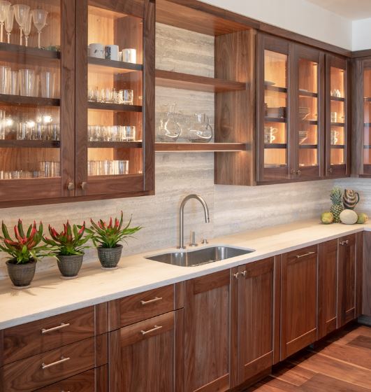 tủ bếp gỗ óc chó 50%