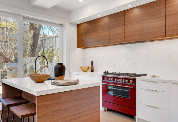 tủ bếp gỗ óc chó melamine