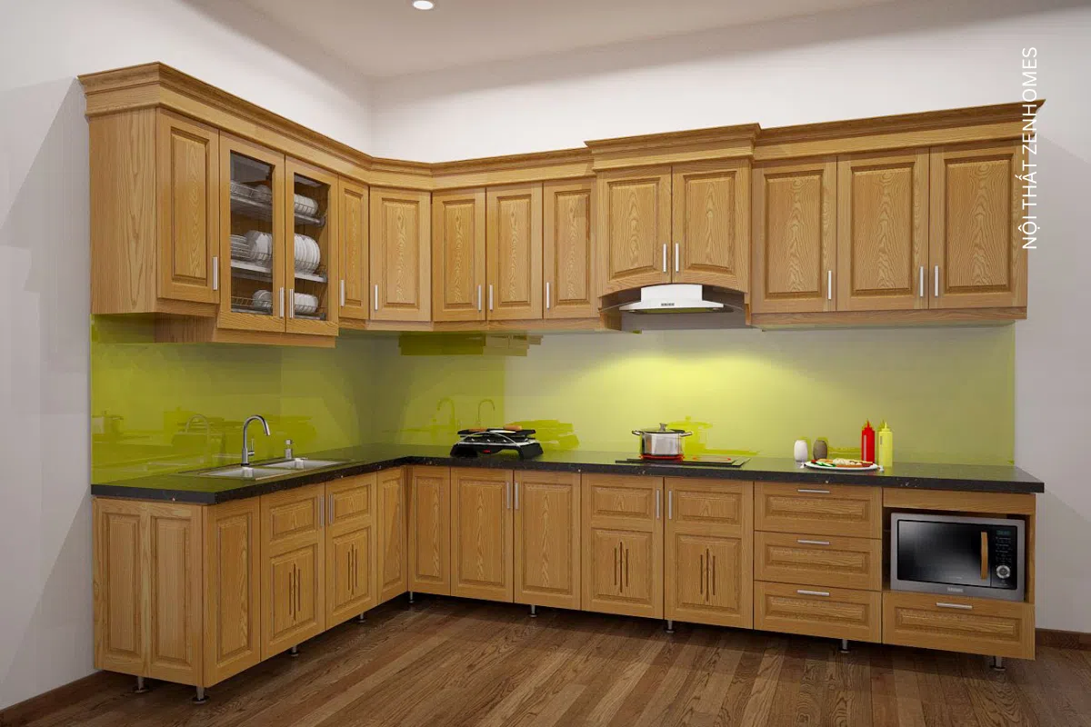 tủ bếp gỗ sồi trung quốc