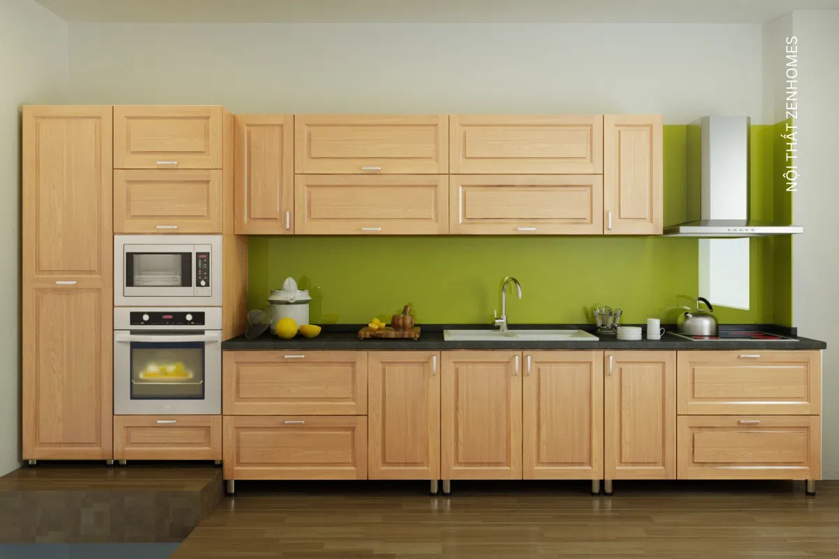 Tủ bếp gỗ sồi nga