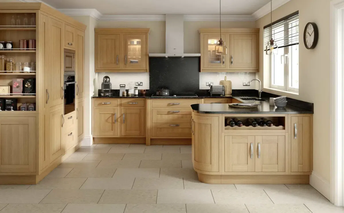 Tủ bếp gỗ sồi là một trong những loại tủ bếp tự nhiên được ưa chuộng