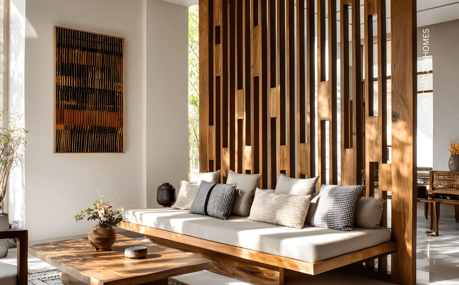 Vách ngăn gỗ tự nhiên