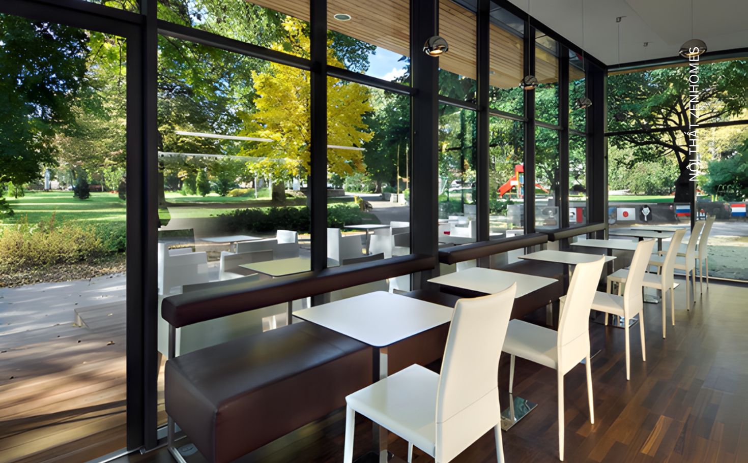 Vách ngăn kính khung gỗ