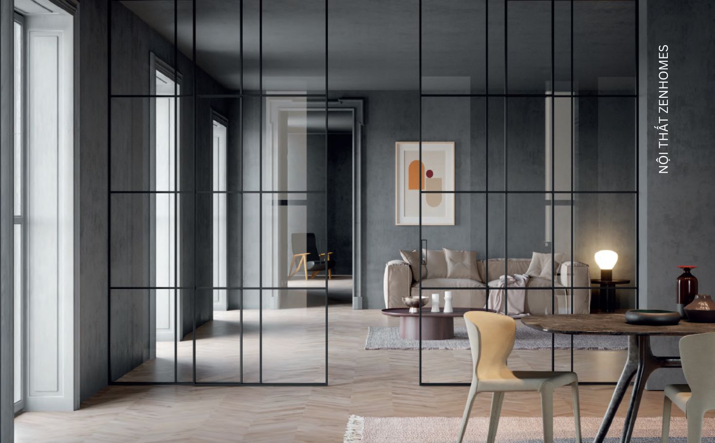 Vách ngăn nhôm kính