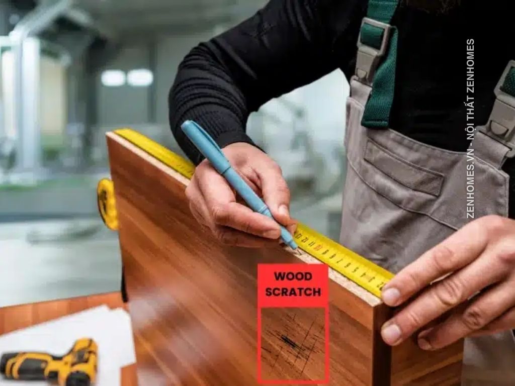 Kiểm tra bề mặt và kích thước sản phẩm tại xưởng gỗ uy tín